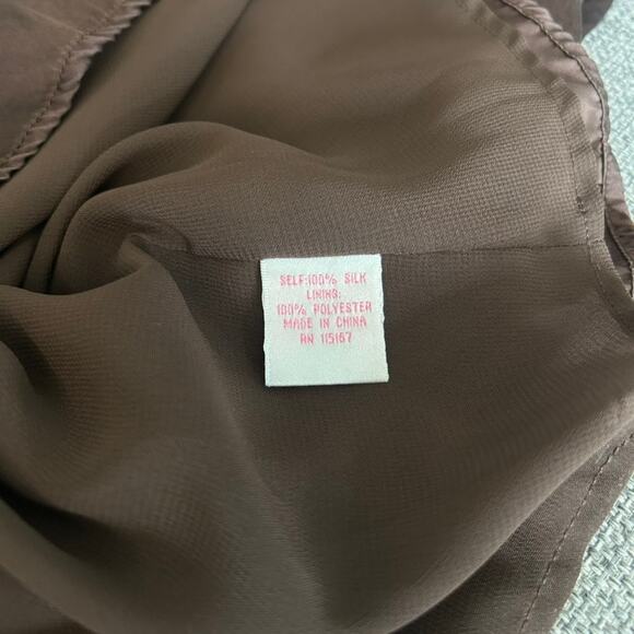 EUC Jenny Han Rich Brown‎ 100% Silk Wrap Midi Dress Size M V-Neck Slip Dress - Picture 6 of 10